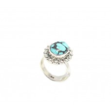 Ring Turquoise 925 Sterling Silver Handmade Stone Women Traditional Gift D435